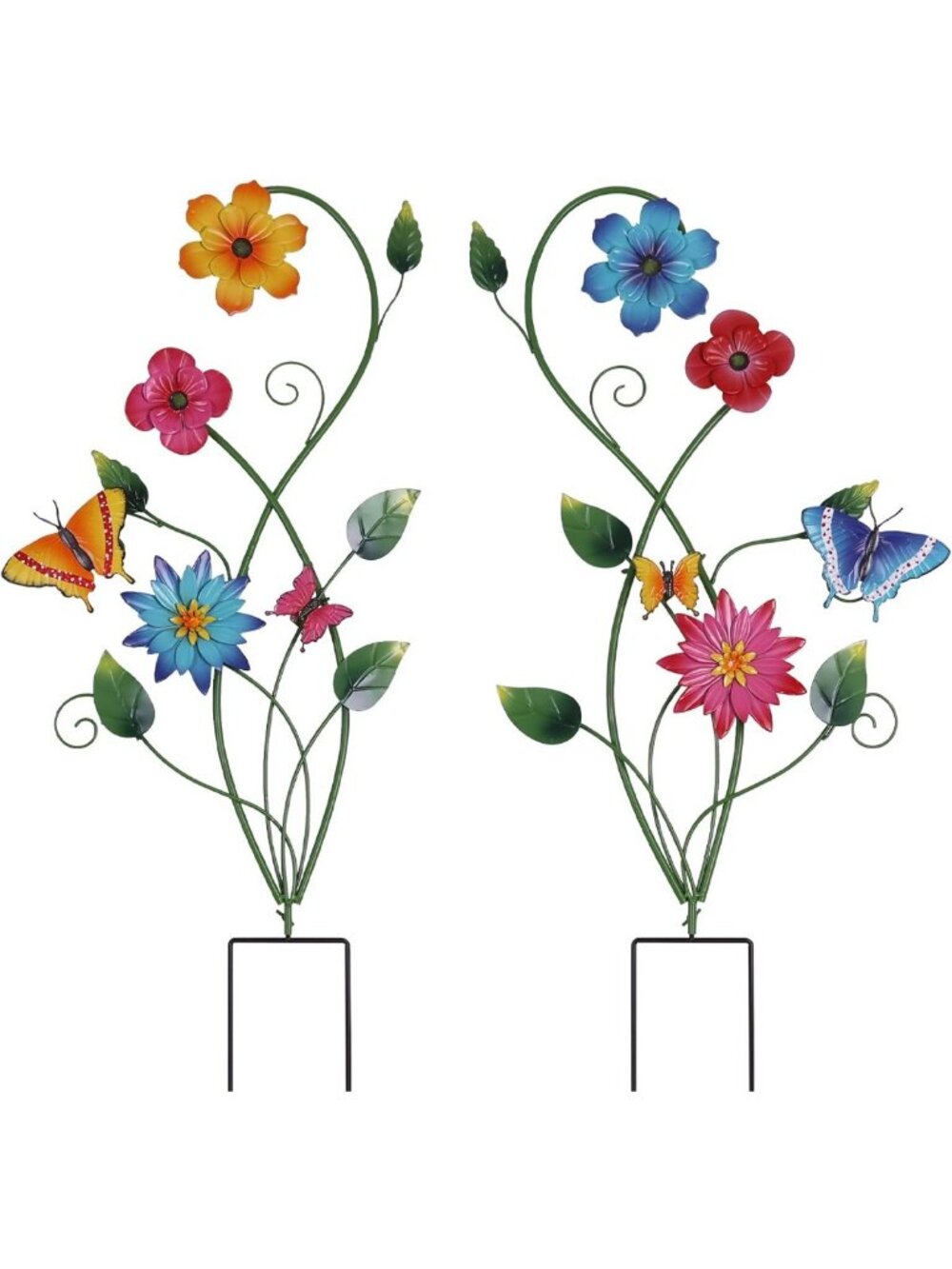 Colorful Metal Butterfly Garden Stakes - 2 Pack, Spring Outdoor Decor for Lawn